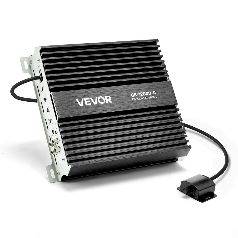 VEVOR Monoblock Car Amplifier Class D Subwoofer Amplifier 1200W RMS 1/2/4 Ohm
