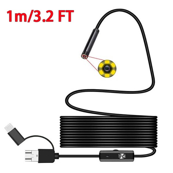 6LED USB Snake Endoscope Borescope HD Inspection Camera Scope For Android Type C