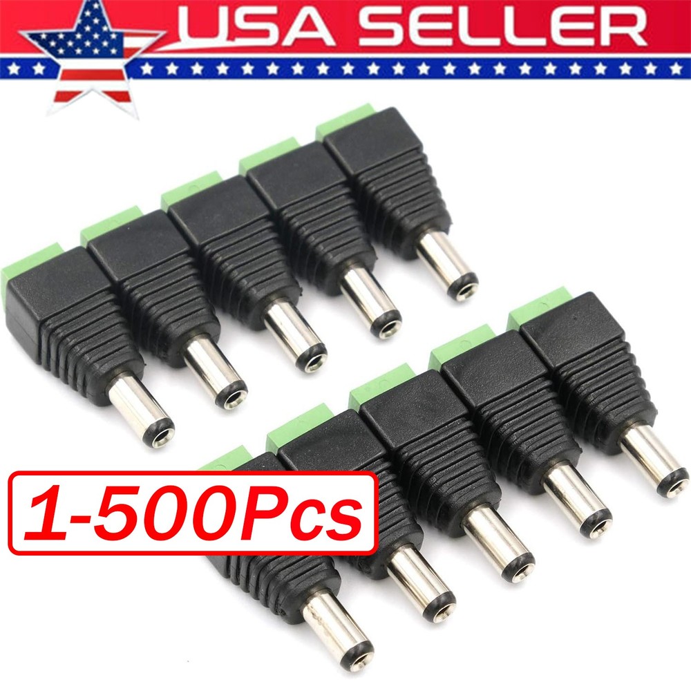 1-500x Male Female 2.1×5.5mm DC Power Plug Jack Adapter Connector for CCTV Lot