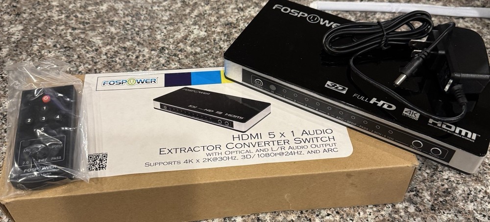 FosPower 5×1 HDMI Switch Audio Extractor, Optical Out, 4K 3D ARC