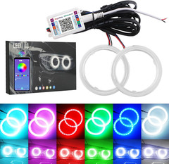 led 1-Pair 70MM 72SMD COB RGB LED Halo Ring Angel Eyes Universal for Motorcycle