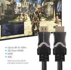 Short 1.5ft HDMI 2.1 Cable Pack, Braided Nylon&Gold Connectors for PS5,PS4,Xbox