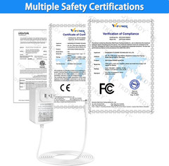 5V 1.5A Power Adapter Charger, DC 5V 1A Power Cord, with USB Type C and Micro