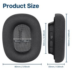 Ear Pads Replacement for AirPods Max Mesh Fabric with Silicone Layer–Space Grey