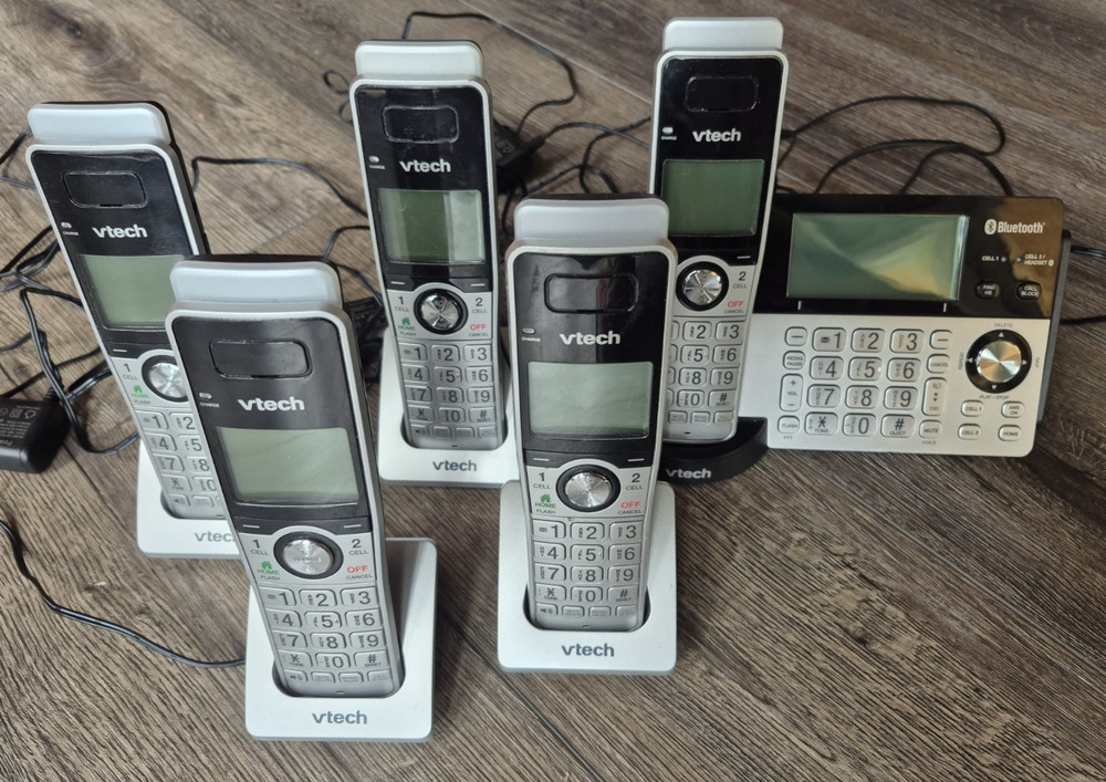 VTech Super Long Range 5 Handset DECT 6.0 Cordless Phone for Home with Answer