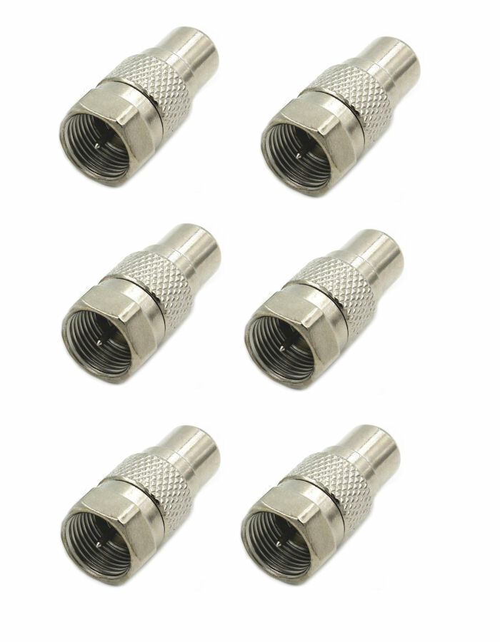 6 Pcs F Type Male to RCA Female Coax Coaxial Cable Adapter Connector Converter