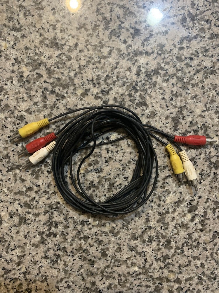 6FT COMPOSITE RCA AUDIO VIDEO CABLE YELLOW WHITE RED for DVD VCR TV CAM UNTESTED