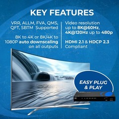 OREI 1×4 HDMI Splitter W/ Audio Out: 1-In 4-Out, UltraHD 8K, EDID (BK-104)