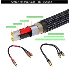 2 Pack RCA Splitter Subwoofer Stereo Audio Video Cable 1 Male to 2 Female…