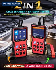 Easy to Use 2-in-1 OBD2 Scanner with Battery Tester: 1S Read & Clear Check Engin