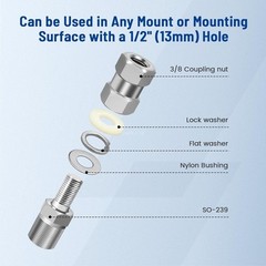 CB Antenna Stud Mount SO-239 3/8-24 Thread Heavy Duty For SUV Truck Ham Radio