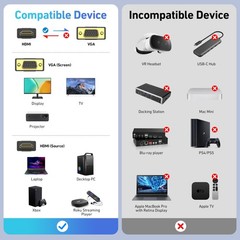 BENFEI HDMI to VGA 6 Feet Cable, Uni-Directional Computer 6 Feet, 1 PACK