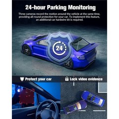 Dash Cam 3 Channel Front Rear Inside Camera with 32GB Memory Card WiFi G-Sensor