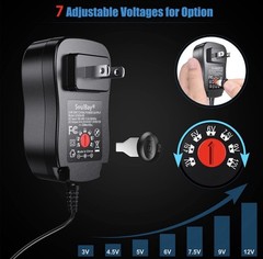 24W Universal AC/DC Adapter 3–12V Regulated Power Supply 8 Plugs 2A