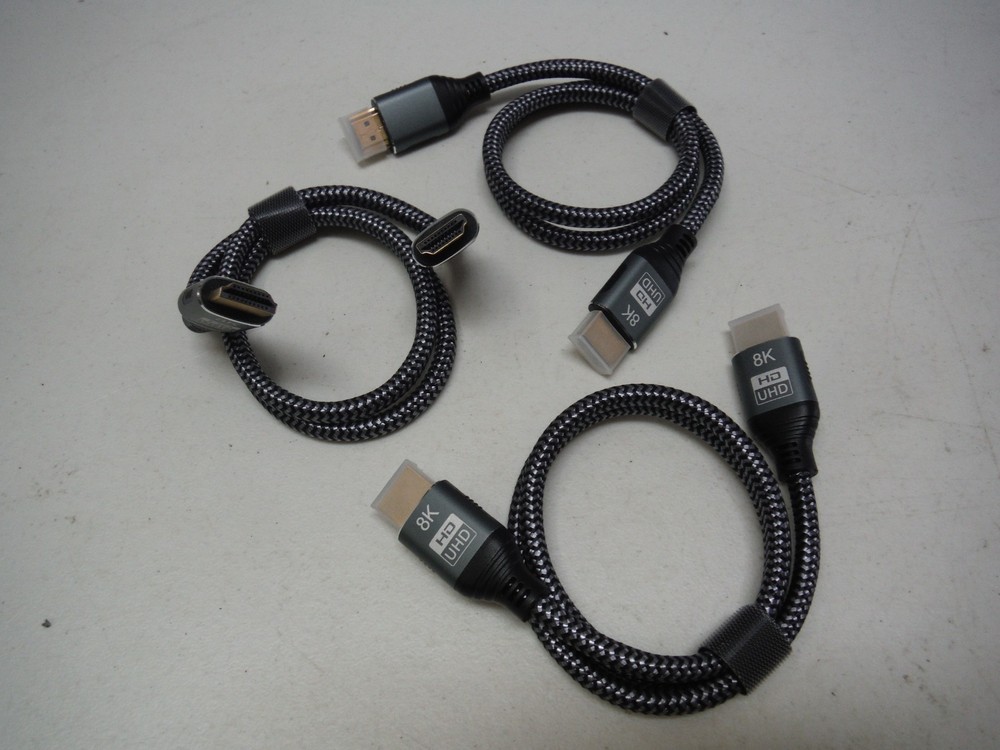 (3 pack) 8K Braided Ultra High Speed HDMI 2.1 Cable 2ft Gray
