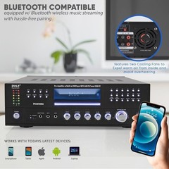 Pyle Bluetooth 4.1 Channel 3000W AM/FM Stereo Receiver Amplifier DVD CD USB/SD