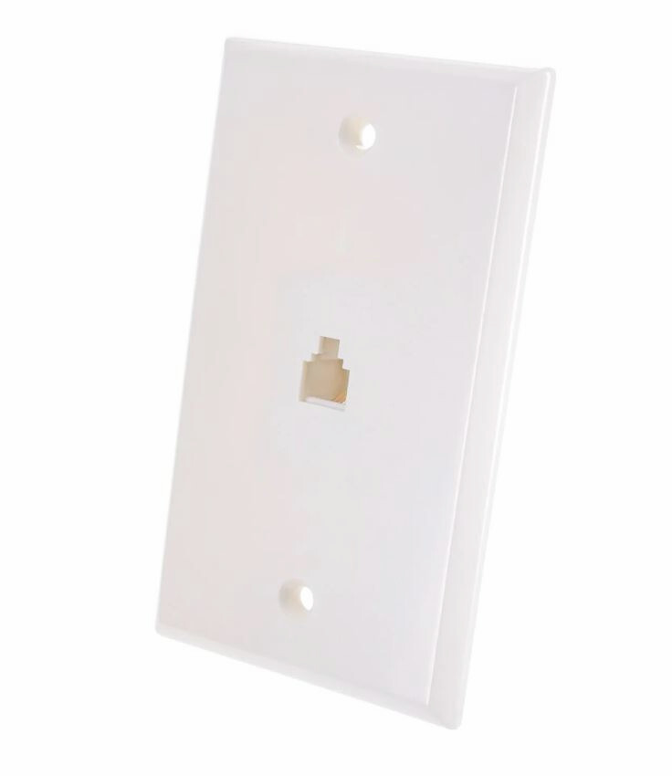 1-Port RJ11 6P4C Smooth Telephone Phone Jack Face Wall Plate – White