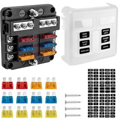 6 Way Fuse Block, 12V Marine Fuse Box with LED Indicator, Automotive 6-Circuit B