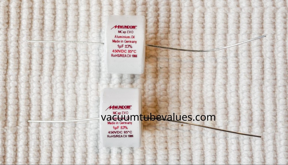 PAIR – TWO – Mundorf MCap EVO Aluminum Oil Capacitor Cap 1.0uf 1 uf 450VDC