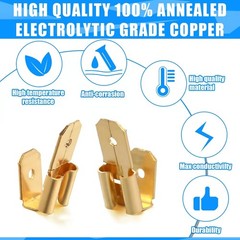 50pcs Piggyback Spade Connectors 3 Way Adapter Dual Male to Single Female