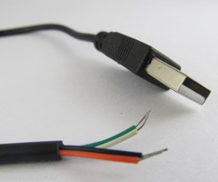 10pcs 30cm Black USB 2.0 Male Plug 4pin wire DIY cable