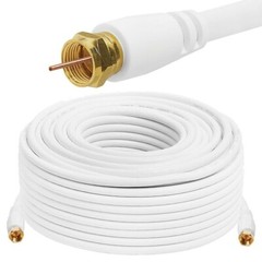 RG6 Coaxial White Cable Dual SHIELDED Extension Coax Satellite TV Antenna Wire