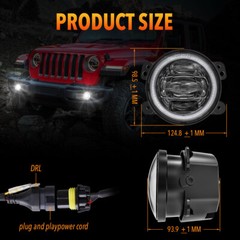 9in LED HEADLIGHTS HALO LED FOG LIGHT COMBO FOR JEEP WRANGLER JL JT 2018-2024