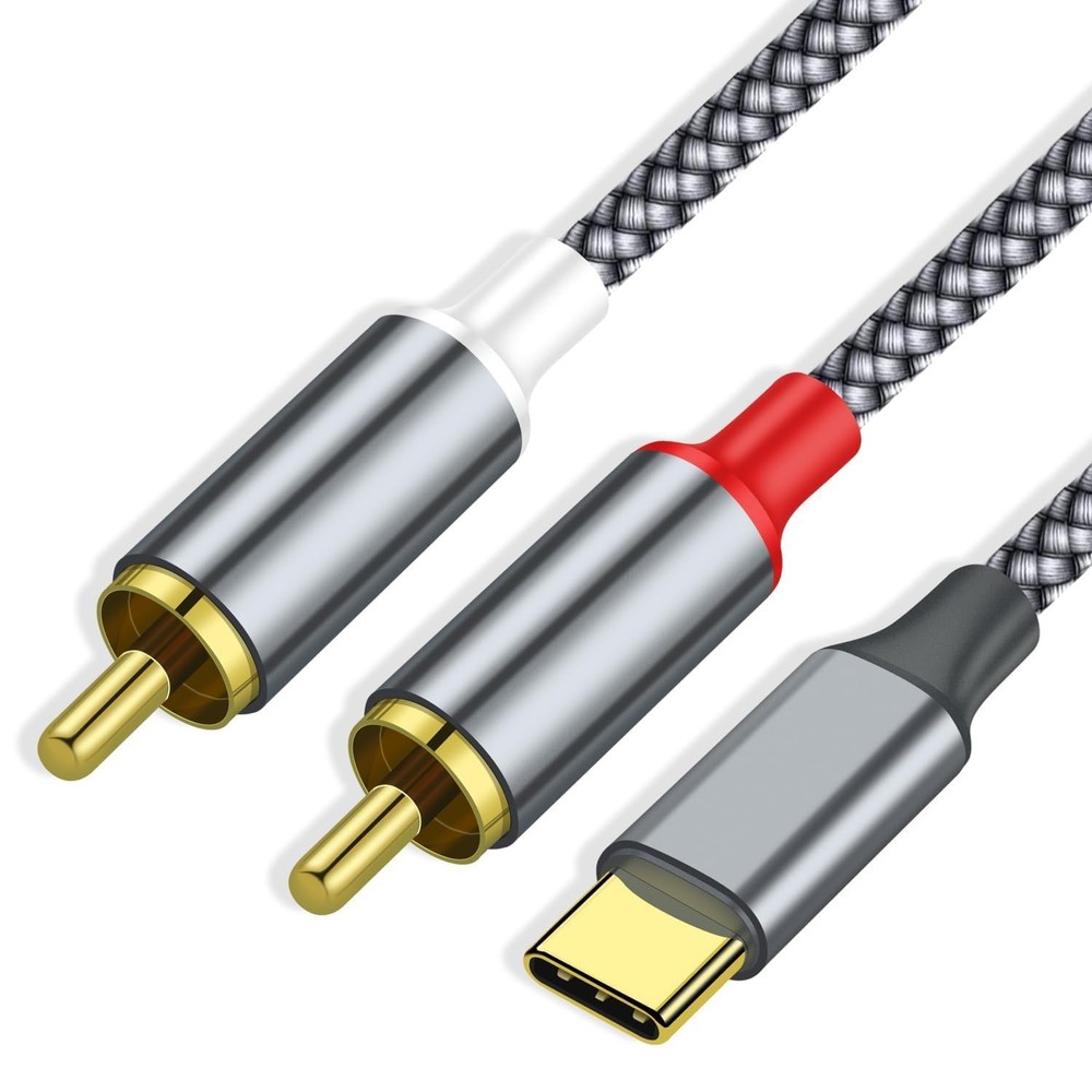 USB C to 2 RCA Audio Cable, USB C Male to 2RCA Male Aux Auxiliary Stereo Spli…