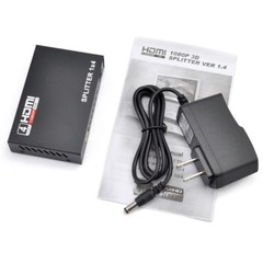 4 Port 1 x 4 HDMI Splitter AV HUB 1080P HD Amplifier HDTV Box + Power Supply US