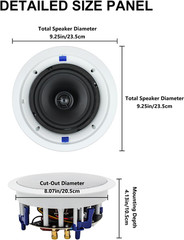 6.5 Inch 640 Watts Ceiling Speakers 2 Way Flush Mount Passive for Office,Kitchen