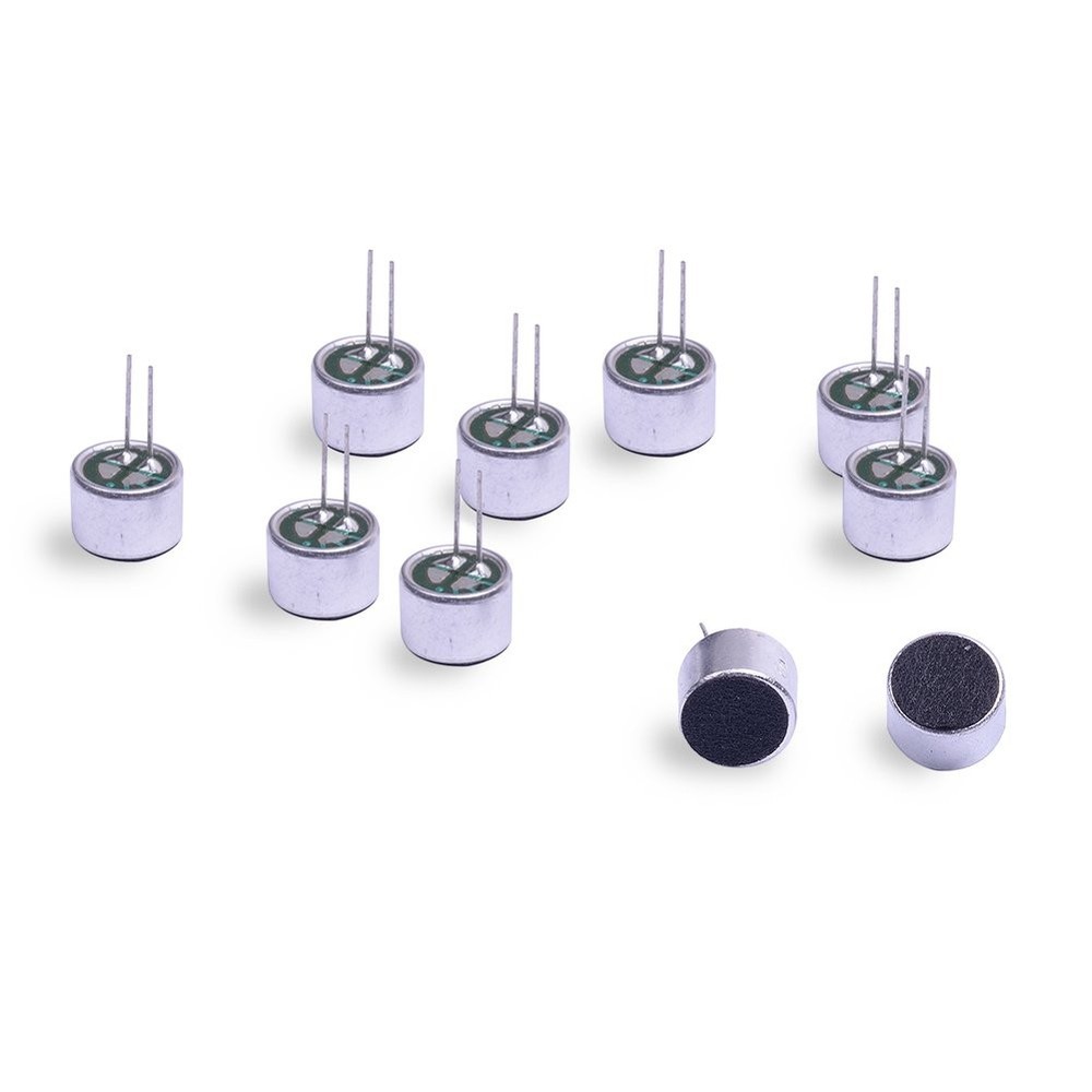 Cylewet 10Pcs Cylindrical Electret Condenser Microphone Pickup Mini, Black