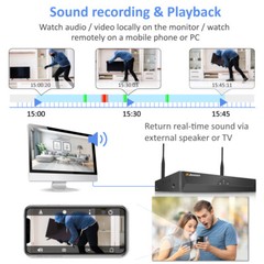 5MP Outdoor Wireless Security Camera System Home WiFi 10CH NVR Night Vision 30m