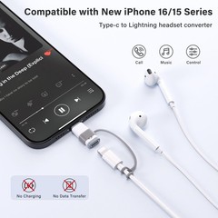 USB C to Lightning Audio Adapter, C Male Female White