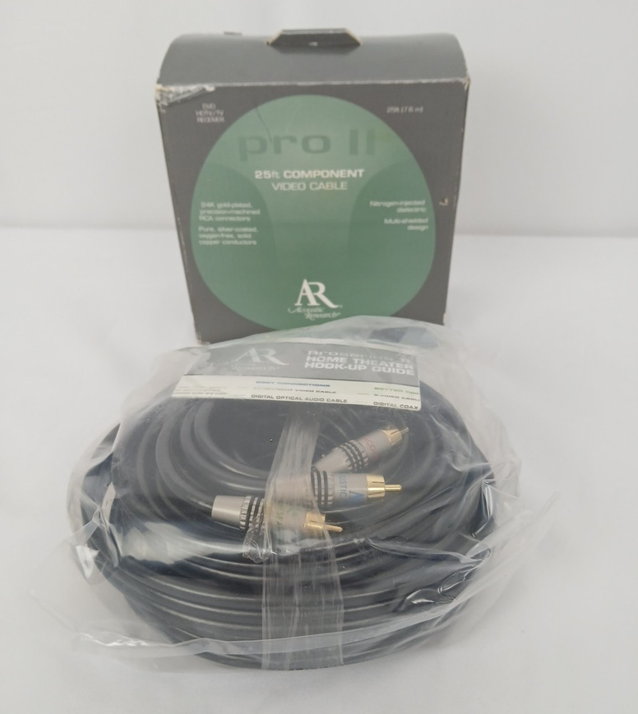 Acoustic Research Pro 2 RCA 25 ft Component Video Cable 24K Gold Plated