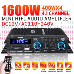 1600W Bluetooth Audio Power Amplifier, 4.1 Channel Support 2 Pairs Speakers 1…