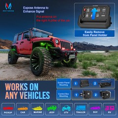 MICTUNING Wireless RGB 8 Gang Switch Panel LED Light Circuit Control Box 12v 24v