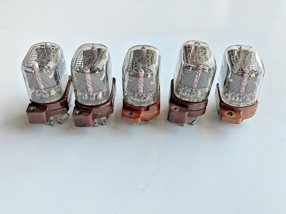 6X IN-12A/B NIXIE TUBES USED +6X SOCKETS Brown &Black USED TESTED