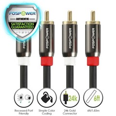 6FT Dual Layer 2 RCA to 2 RCA L/R Male Stereo Audio Cable Cord Plug Adapter