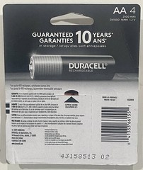DURACELL RECHARGEABLE NIMH BATTERIES AA (4 PACK) DX1500-GUARANTEED 10 YEARS-NEW