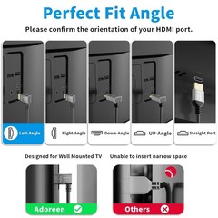 4K@60Hz 2K USB C to Left 90 Degree Angled HDMI Cable 6 Ft, Slim Thin HDR Type C