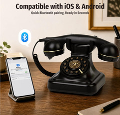 Bluetooth Retro Home Phone Speakerphone Black White Pink Hands-Free