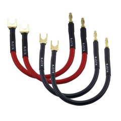 8 in HiFi Banana Plug to Spade Speaker Jumper, 45 Degree U Plug to Banana Plu..