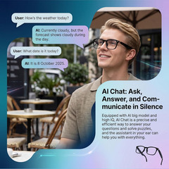 AI Smart Glasses, 164 Language Translation Glasses, Bluetooth Glasses with Speak