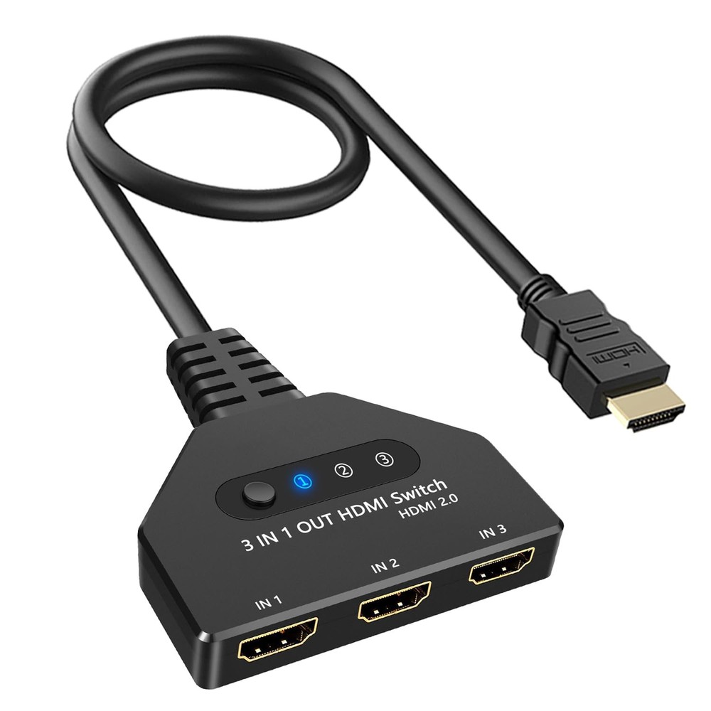 HDMI Switch 3 in 1 Out-HDCP Bypass 2.2, 4K@60hz 3 Way hdmi Splitter Supports …