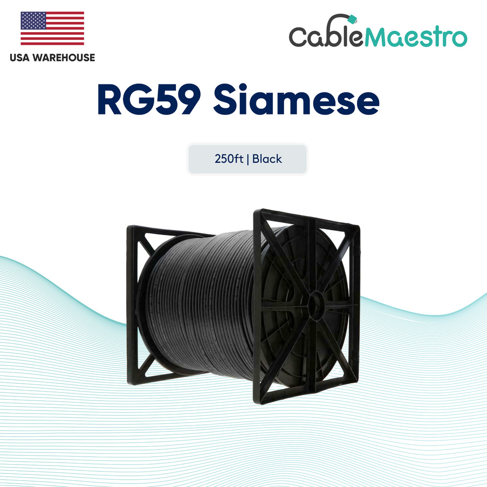 RG59 Siamese Coaxial Cable Security Camera CCTV 250ft 500ft 1000ft 20AWG 18/2
