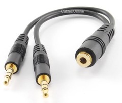 CablesOnline 3.5mm TRRS Female to 2x TRRS Male Stereo 4-Pole Splitter Cable