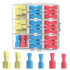 50 Pcs Electrical Male& Female Spade Connectors, 22-16 16-14 12-10 AWG Gauge Wir