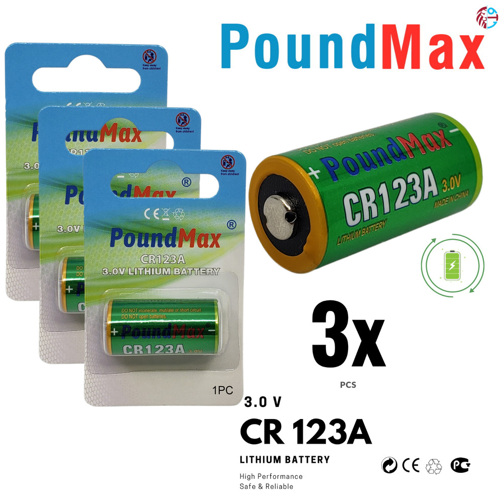 PoundMax CR123A 3.0v Lithium Camera Battery – 3 Count