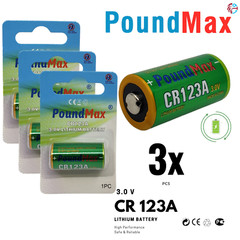 PoundMax CR123A 3.0v Lithium Camera Battery – 3 Count
