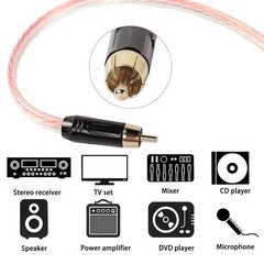 RCA Speaker Wire Pigtail Bare Cable RCA Plug Open End Subwoofer Wire, Gold Plate